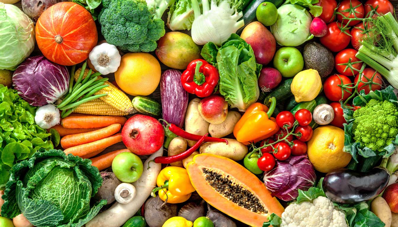 Frutas e vegetais frescos